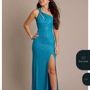 Chic Turquoise One-Shoulder Gown